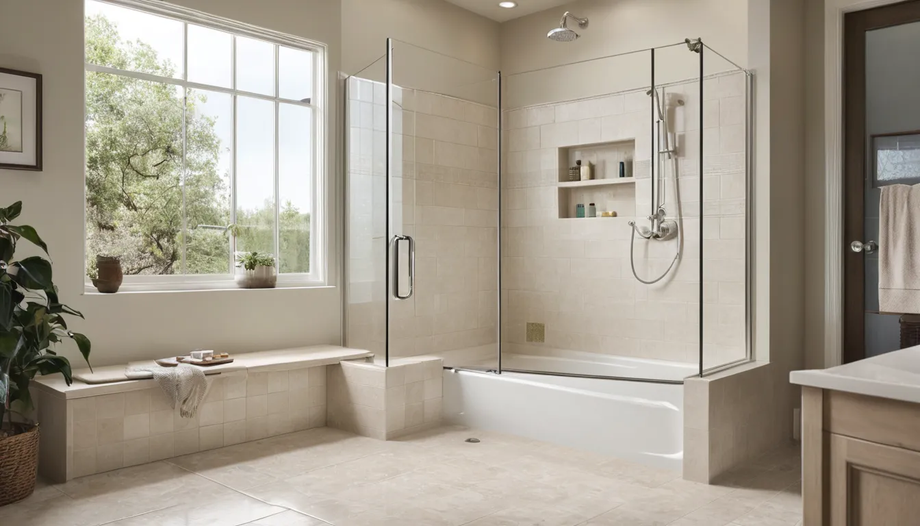 Bright, modern walk-in shower with a low threshold and grab bar in a Haverhill home